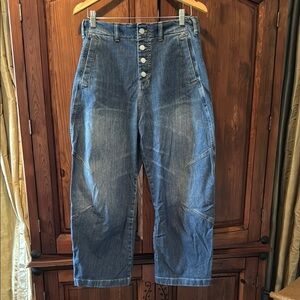EUC Pilcro Arin Barrel Leg Blue Denim Jeans